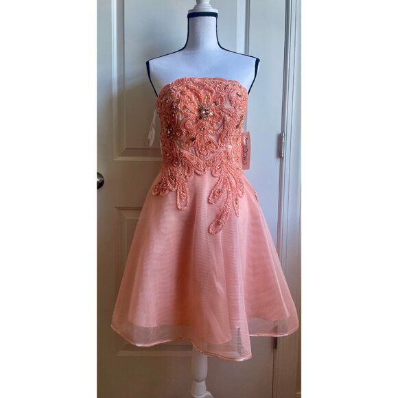 Tony Bowls Coral Embellished Prom Dress - Picture 1 of 11